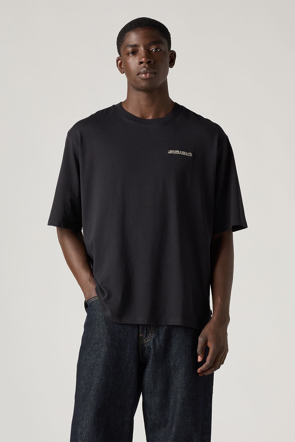 Levi's, Tricou din bumbac cu imprimeu grafic pe partea din spate, Negru, Portocaliu, L
