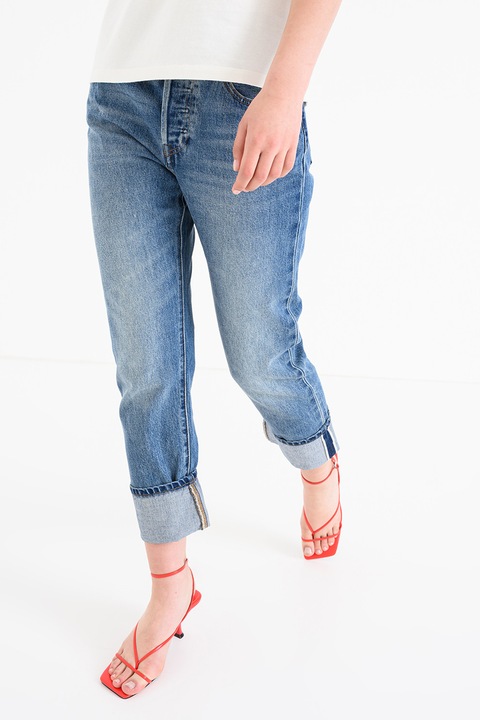 Levi's, Прави дънки 501 с висока талия, Син меланж/Син