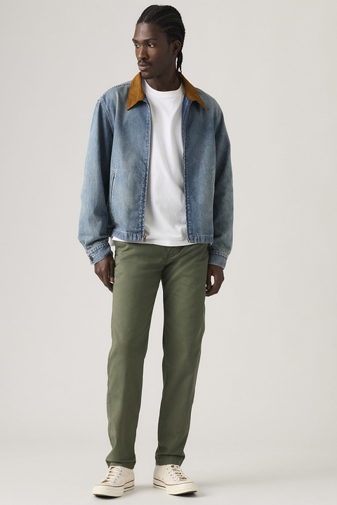 Levi's, Pantaloni chino din amestec de in si bumbac, Verde aquamarin