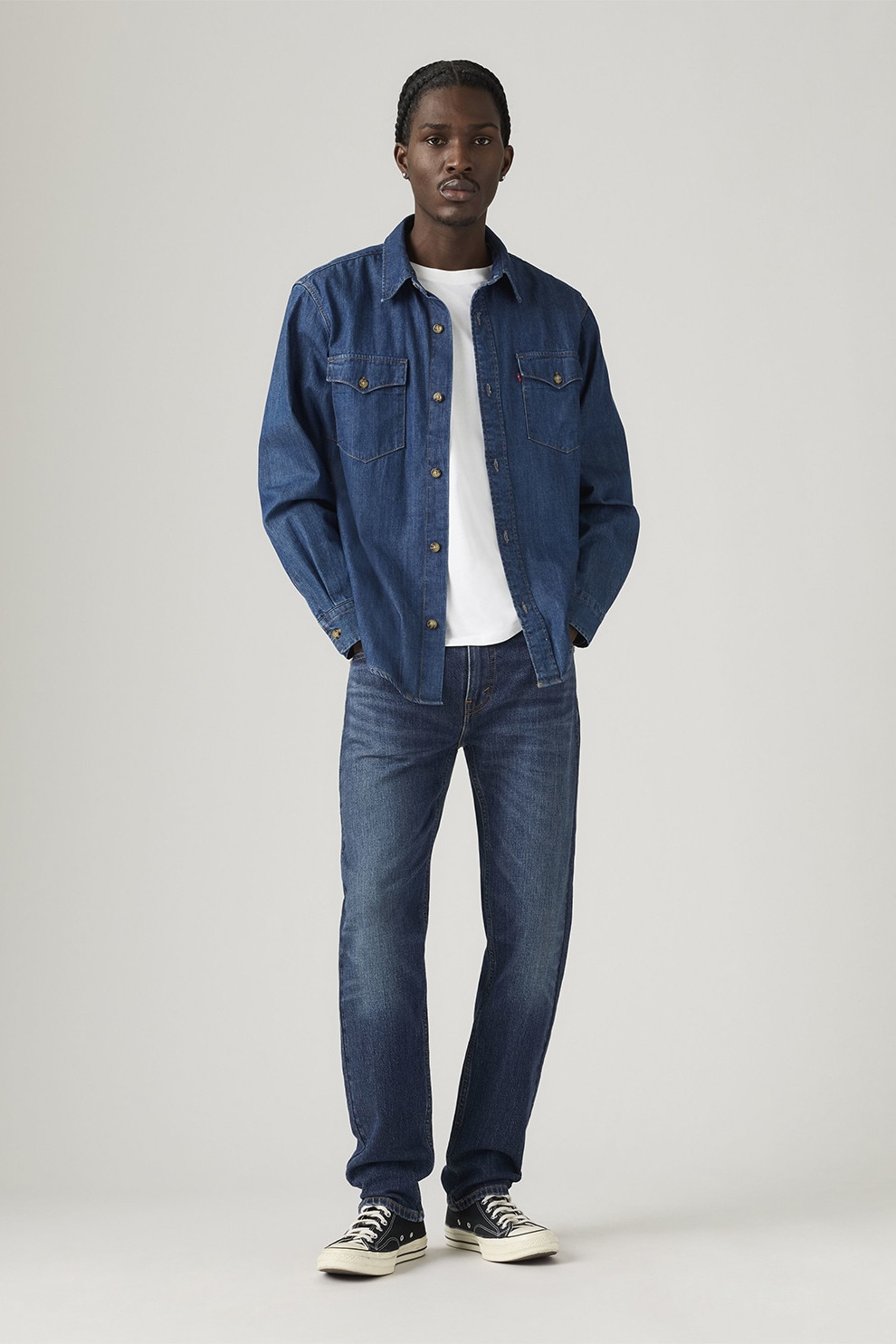 Levi's, Blugi cu croiala conica si talie medie 502™, Albastru inchis, W33-L32