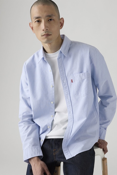 Levi's, Normál fazonú ing mellzsebbel, Azúrkék