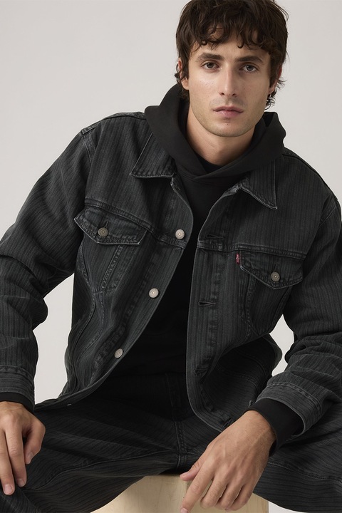 Levi's, Jacheta relaxed fit din denim cu buzunare cu clapa pe piept, Albastru ultramarin