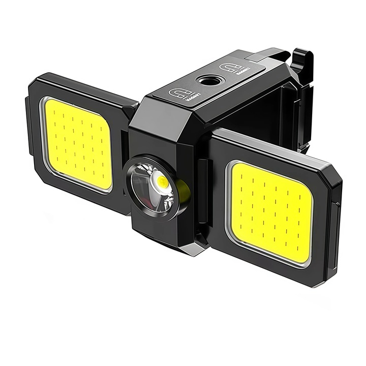 Мини LED фенерче COB NEXTLY, 3 източника и 5 режима на осветление, вграден магнит, отварачка за бутилки, сгъваемо, преносимо, водоустойчиво, USB зареждане, 8x4.6см, черно