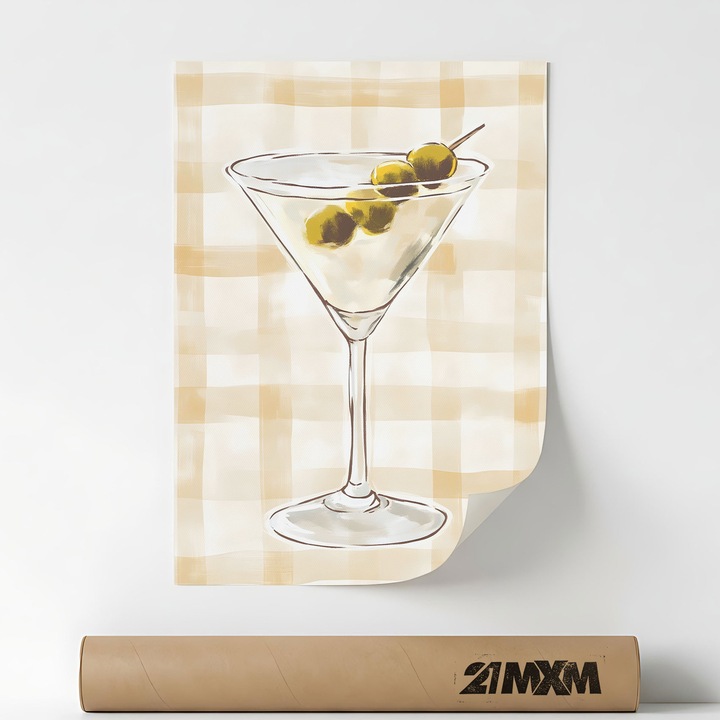Poster Decorativ Tematica Bar & Cocktail - 'Bar 37', Material Textil, 21MXM, A4 (21 x 29.7 cm), Fara Rama