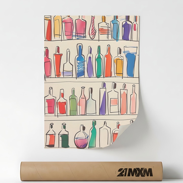 Poster Decorativ Tematica Bar & Cocktail - 'Bar 64', Material Textil, 21MXM, A4 (21 x 29.7 cm), Fara Rama