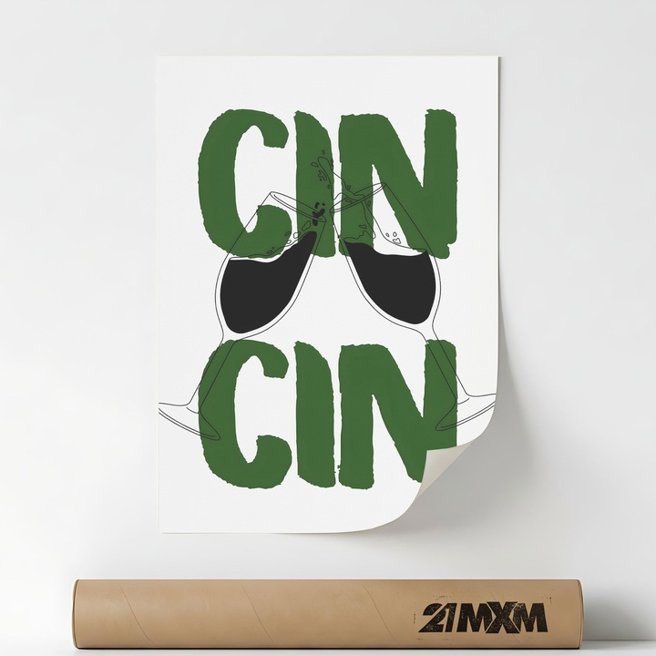 Poster Decorativ Tematica Bar & Cocktail - 'Bar 437', Material Textil, 21MXM, A4 (21 x 29.7 cm), Fara Rama