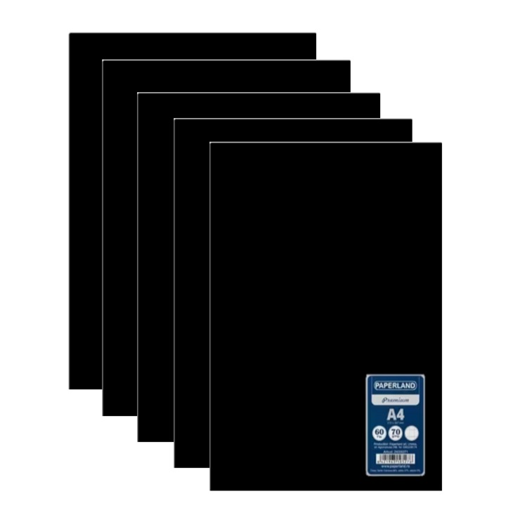 Set 5 buc, caiet studentesc, PAPERLAND, matematica, A4, 60 file, 70g/mp, coperta premium plastic PP, negru