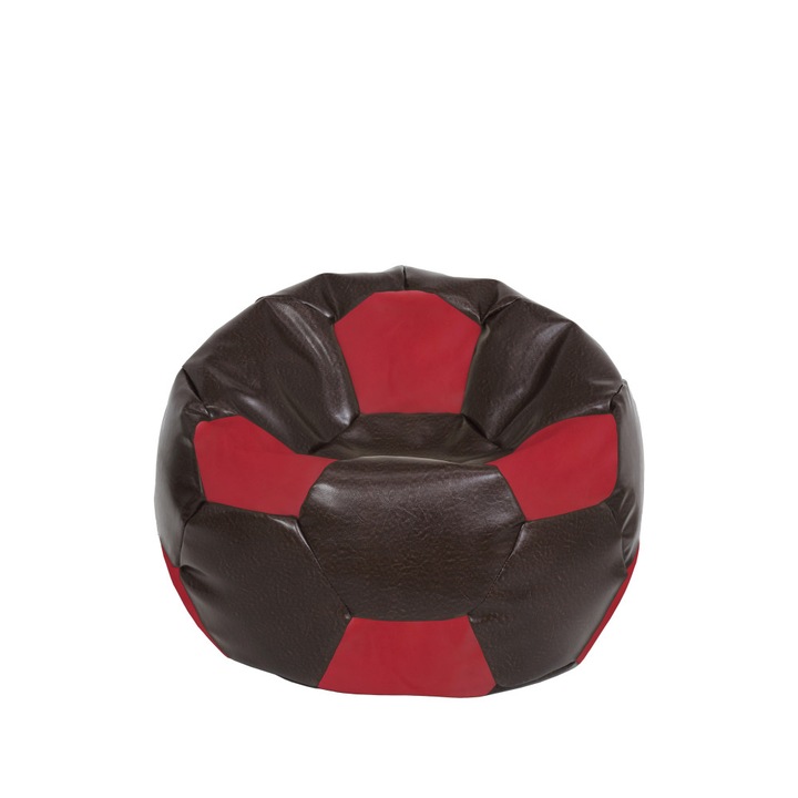 Fotoliu puf Baby Ball - imitatie piele - maro/rosu