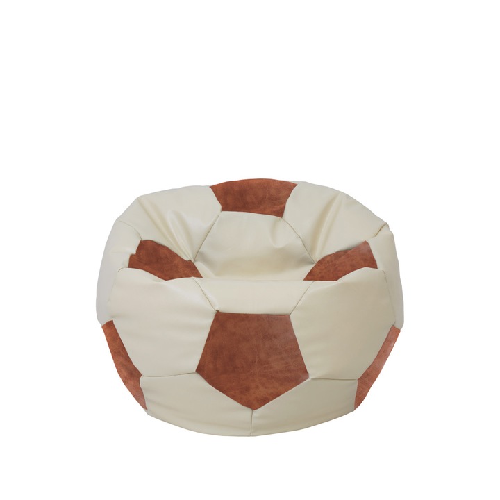 Fotoliu puf Baby Ball - imitatie piele - crem/coniac