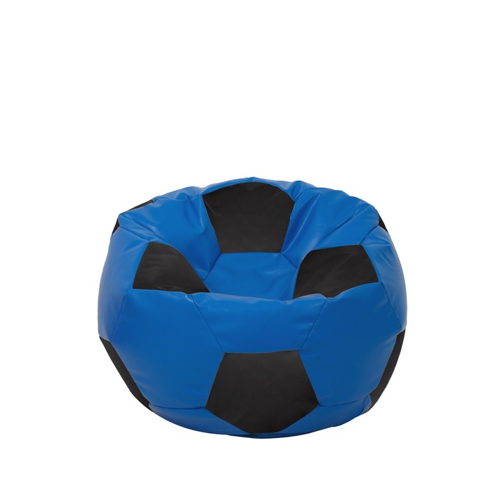 Fotoliu puf Baby Ball, imitatie piele, albastru/negru