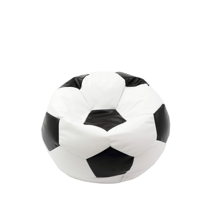 Fotoliu puf Baby Ball - imitatie piele - alb/negru