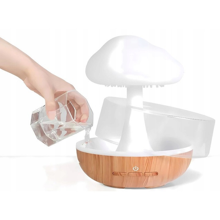 Umidificator de aer cu difuzor LED, VERK GROUP, efect de ploaie, iluminare RGB, 200ml