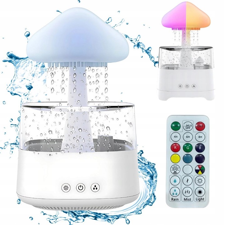 Umidificator cu difuzor de aroma, VERK GROUP, 450ml, RGB, cu telecomanda, 26x13x16cm