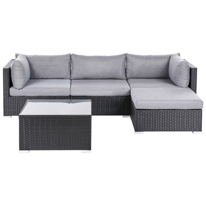 Set coltar pentru gradina cu 4 locuri Sano Stanga Ratan sintetic Negru