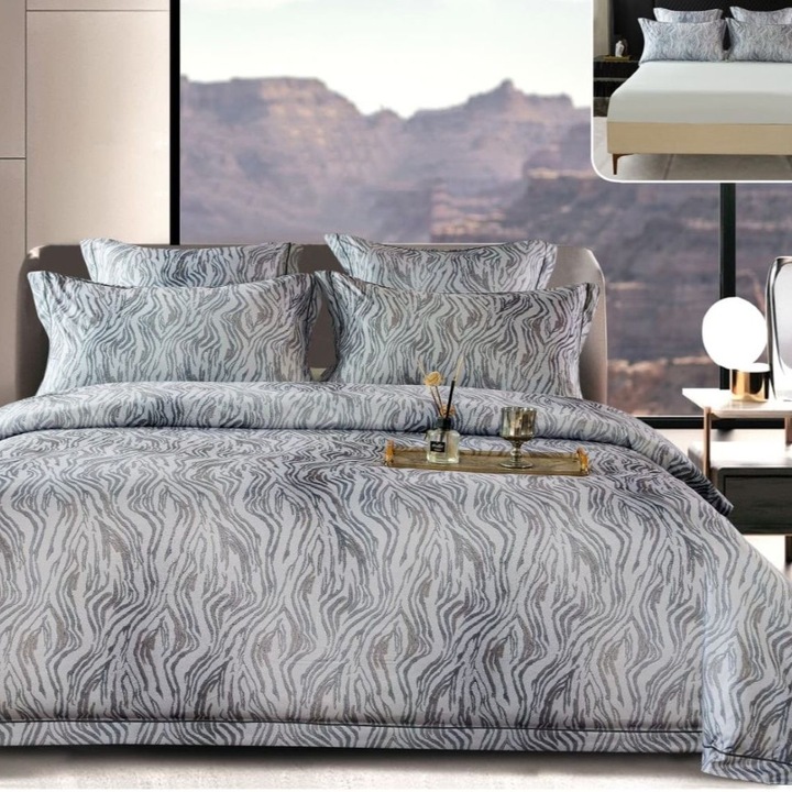 Dupla ágyneműhuzat garnitúra, 6 részes, szatén pamut, 180 x 200 cm, többszínű, Casa de Vis, PSS-12