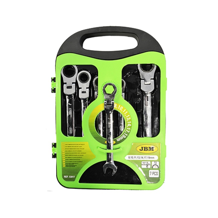 Set De 7 Chei Combinate Cu Clichet Si Cap Rotativ Jbm