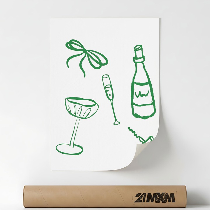 Poster Decorativ Tematica Bar & Cocktail - 'Bar 534', Material Textil, 21MXM, A4 (21 x 29.7 cm), Fara Rama