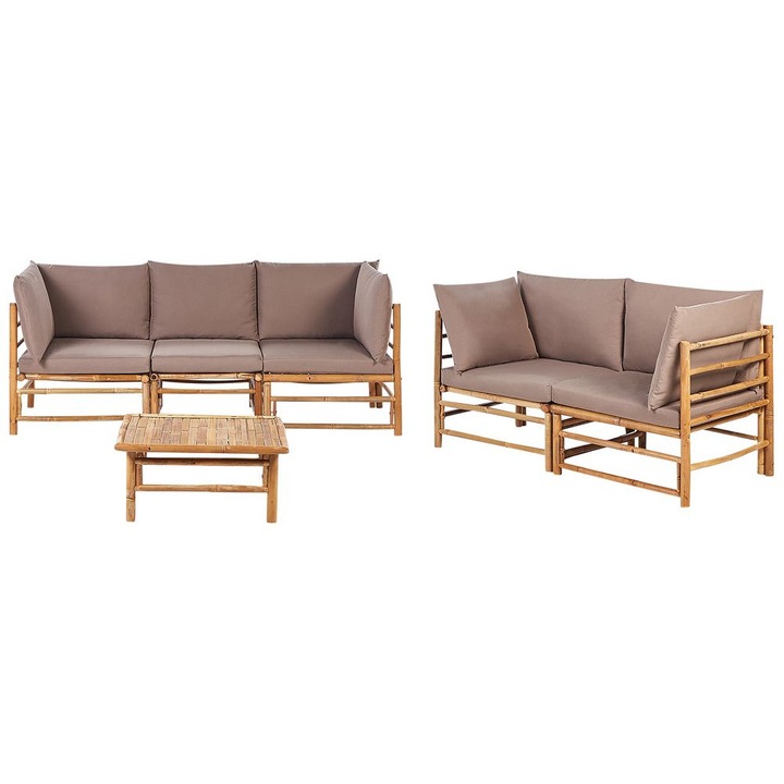 Set lounge pentru gradina cu 5 locuri Cerreto Lemn de bambus Taupe
