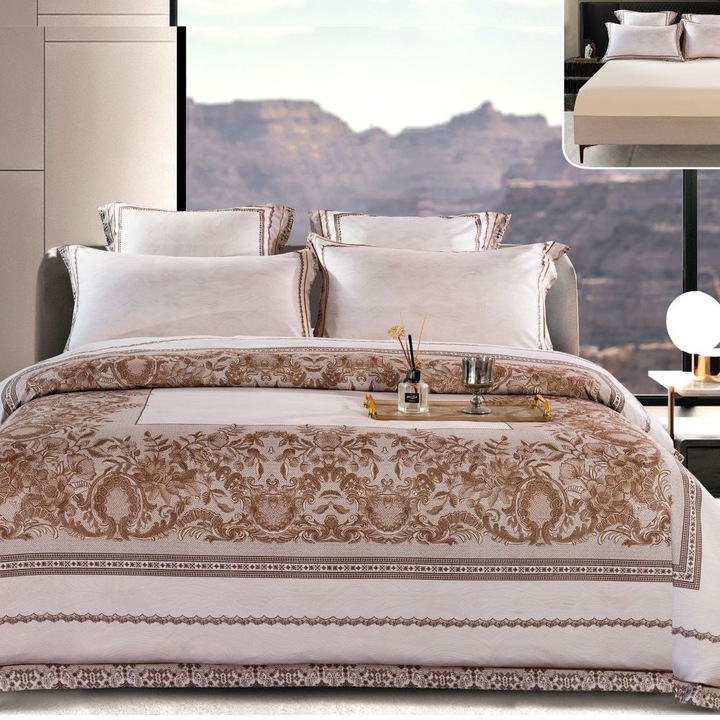 Dupla ágyneműhuzat garnitúra, 6 részes, szatén pamut, 180 x 200 cm, többszínű, Casa de Vis, PSS-15