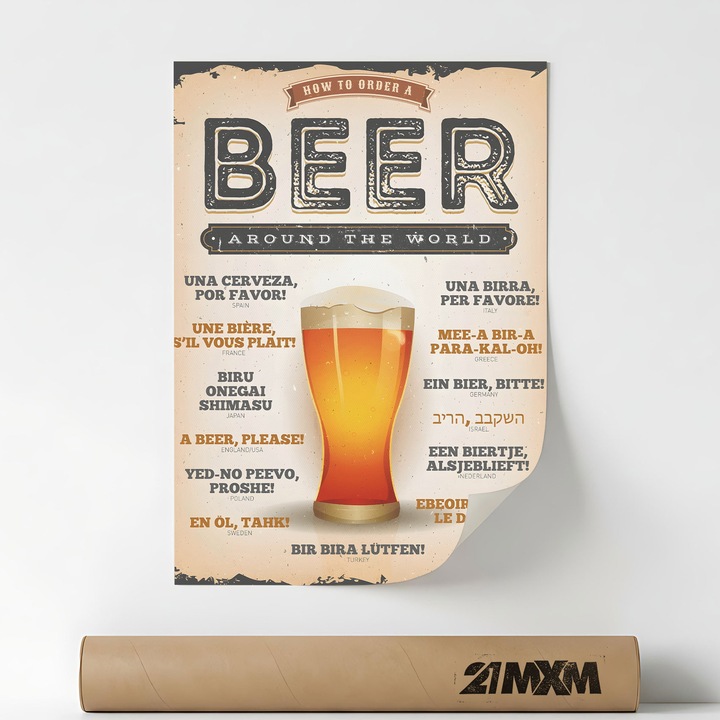 Poster Decorativ Tematica Bar & Cocktail - 'Bar 574', Material Textil, 21MXM, A4 (21 x 29.7 cm), Fara Rama