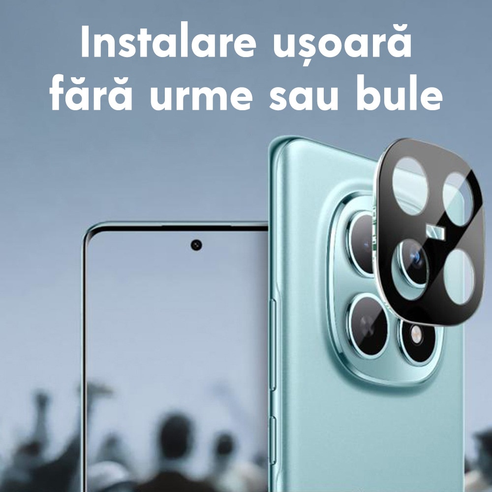 Folie Camera pentru Xiaomi Redmi Note 15 Pro Plus 5G / Poco M8 Pro 5G Daden din sticla, Full Cover, Protectie Profesionala, Ultra Rezistenta, Calitate Premium, Negru