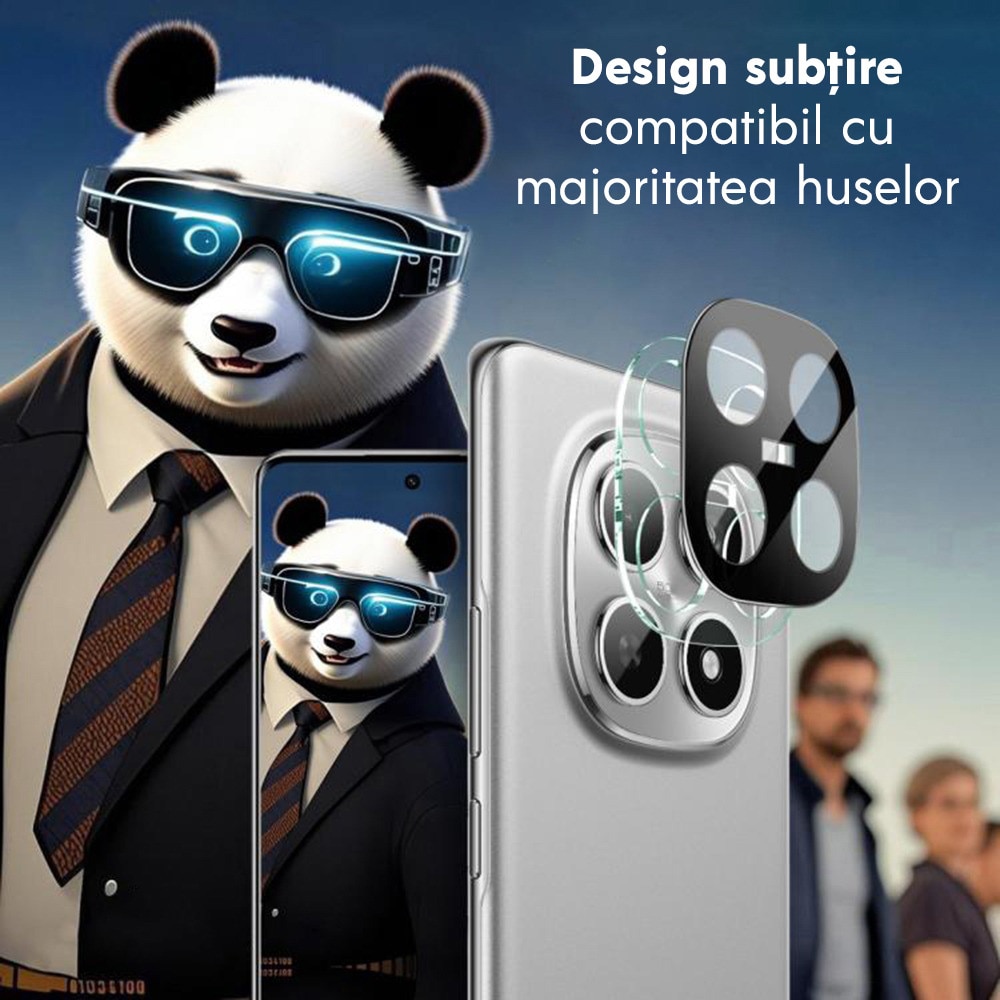 Folie Camera pentru Xiaomi Redmi Note 15 Pro Plus 5G / Poco M8 Pro 5G Daden din sticla, Full Cover, Protectie Profesionala, Ultra Rezistenta, Calitate Premium, Negru