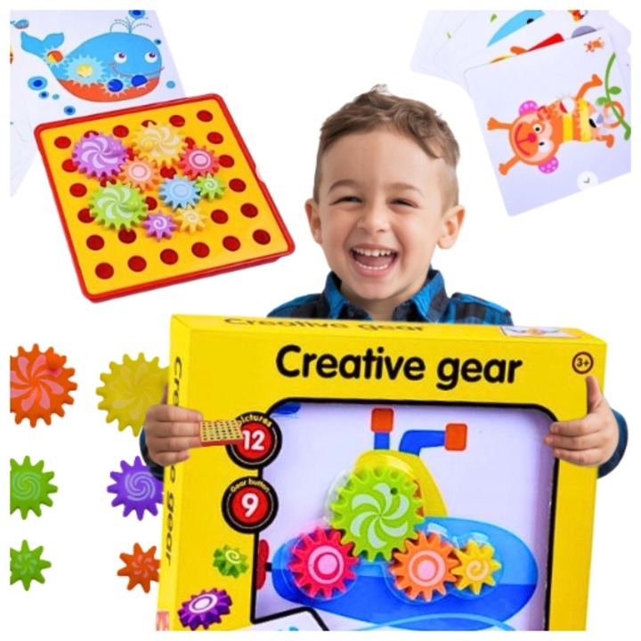 Gombajáték készlet, SklepLolki, 50 gomb, 10 lap, 20x20cm, Többszínű