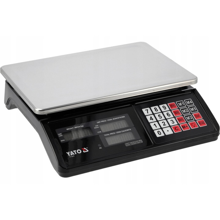 Cantar electronic comercial Yato, 40kg/5g, display LCD, acumulator 4Ah, 230x330mm