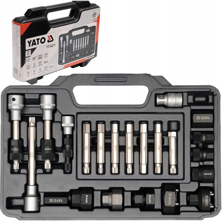 Set de chei pentru demontarea alternatorului cu ambreiaj 22 piese Yato