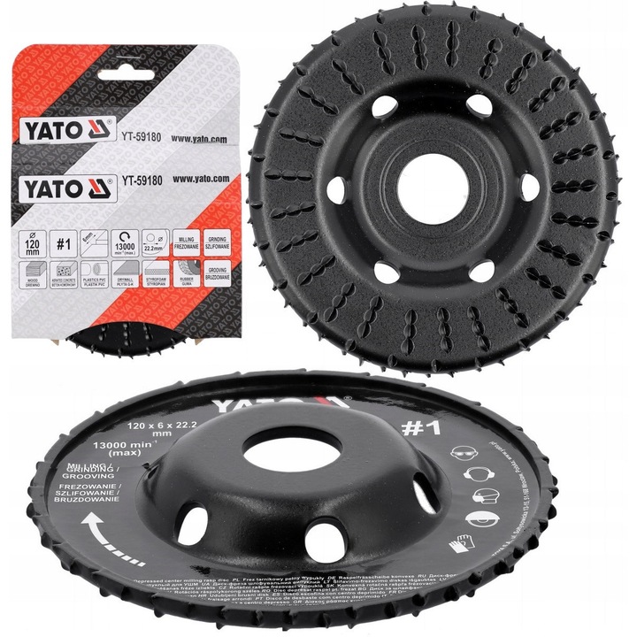 Disc Yato 120x6mm, pentru slefuit, frezat, bruzdare, 13.000 rpm, 22.2mm
