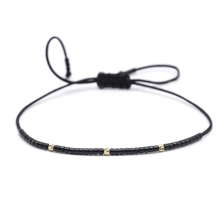 Bratara reglabila cu margele Miyuki si bilute din aur 14k