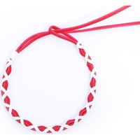 Bratara martisor din catifea impletita, model alb-rosu, reglabila