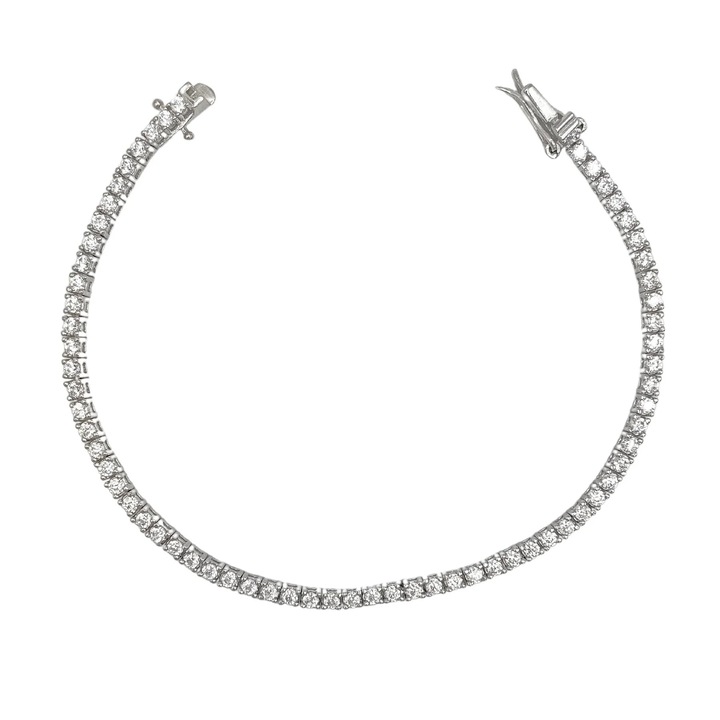 Bratara femei, argint 925, placat cu rodiu, cristale alb, 16cm