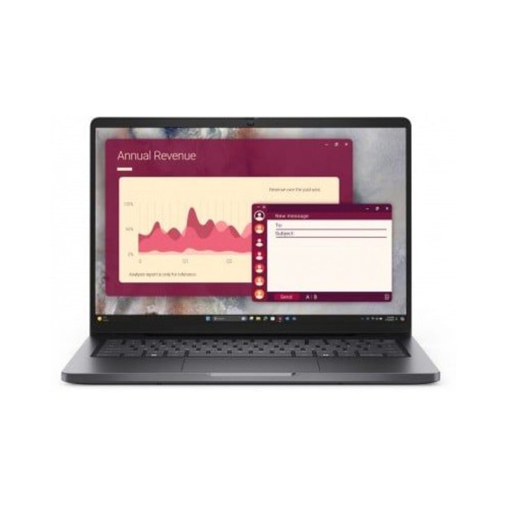 Laptop Dell Pro 14 PC14250 F5JGJ, 14 inch 1920 x 1200, Intel 120U 10 C / 12 T, 1.4 GHz - 5.0 GHz, 12 MB cache, 15 W, 16 GB DDR5, 512 GB SSD, Intel Graphics, Windows 11 Pro, Tastatura Italiana