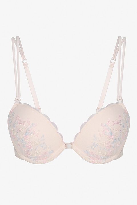 Penti, Sutien push-up cu detalii brodate, Roz pal, 75B