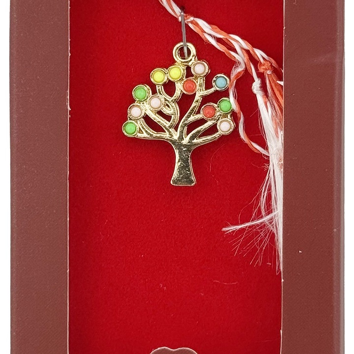 Martisor Pandantiv, Jolie, Drag de Primavara, Model Copac, Rosu/Negru