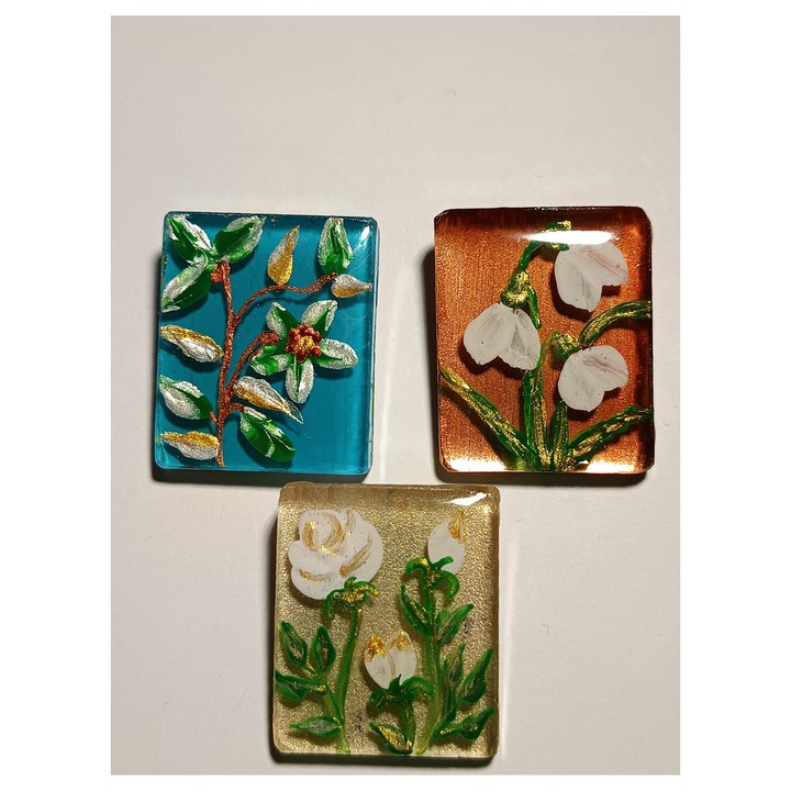 Brosa pictata manual pe sticla si rasina set 3 bucati