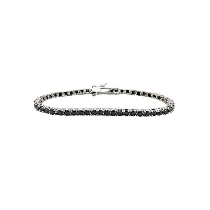 Bratara Tennis BR007936, argint 925, unisex, lungime 19cm, cristale negre 3mm