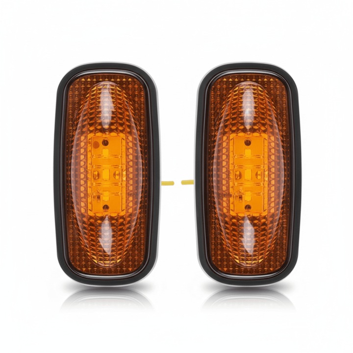 Комплект 2 LED странични габаритни светлини за камион оранжеви 12V-24V – 3 SMD, самозалепващи, водоустойчиви