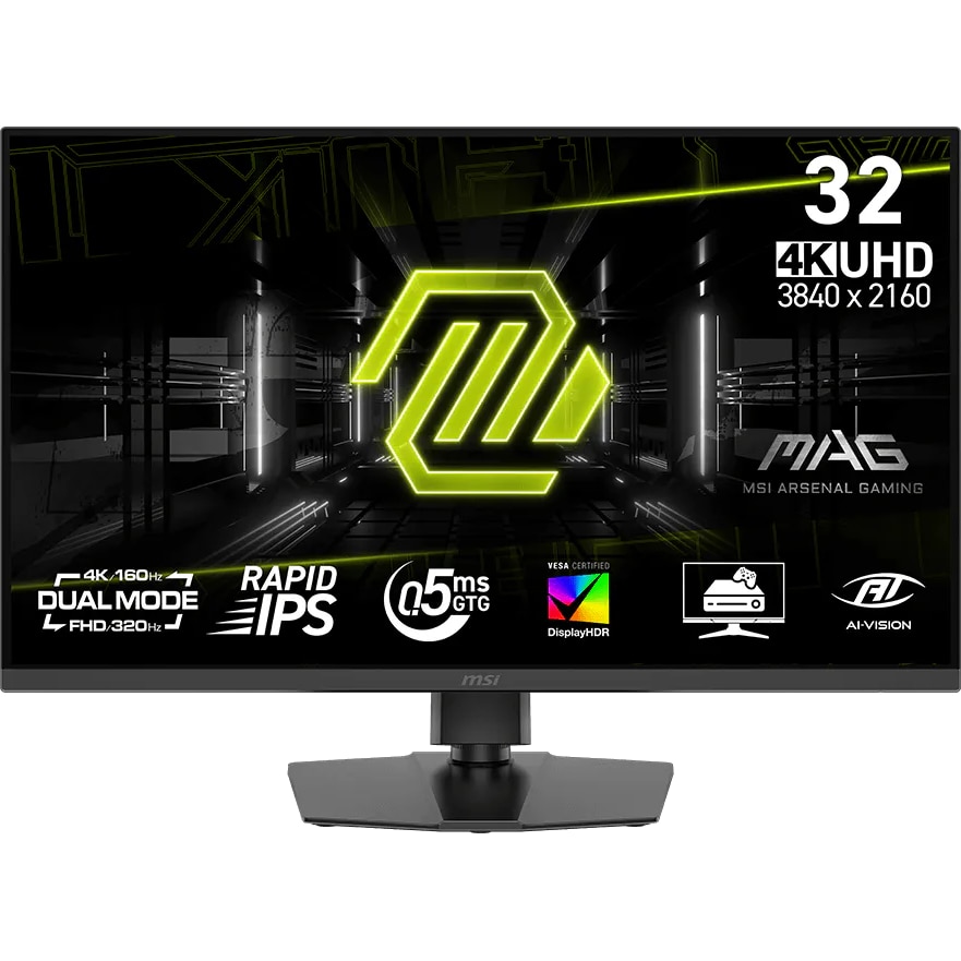 Monitor Gaming MSI MAG 322URDF E16, 31.5", Dual mode 4K (3840 x 2160) 160Hz / FHD (1920 x 1080) 320Hz, Fast IPS, 0.5ms GtG, AMD FreeSync™ Premium, VESA DisplayHDR 400, HDMI, Displa