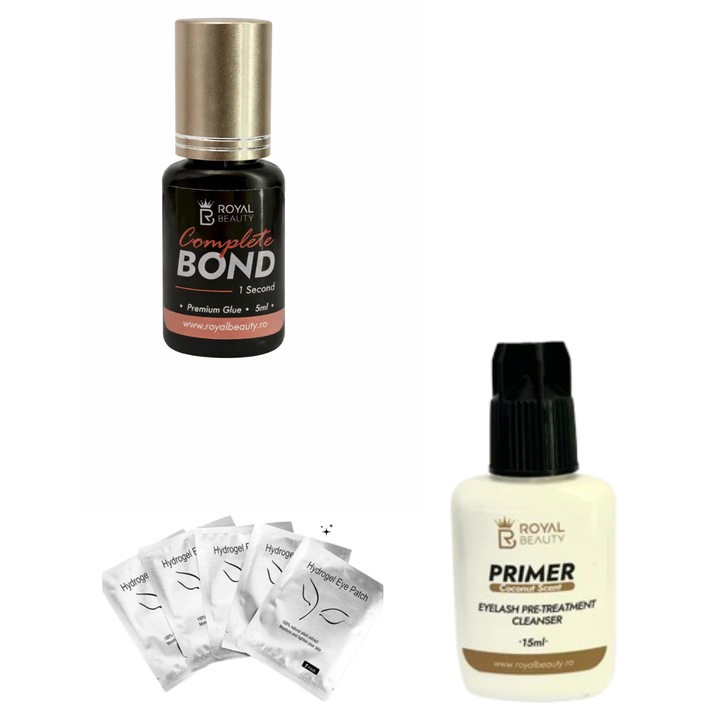 Pachet Profesional Extensii Gene – Primer Gene fir cu fir + Adeziv Complete Bond pentru Fixare Puternica si Retentie Indelungata