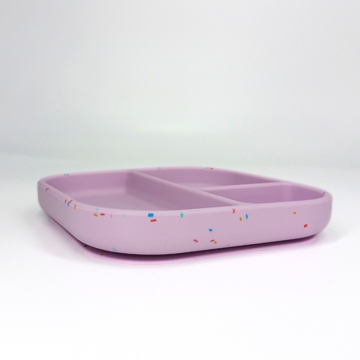Szilikon rekeszes szögletes tányér, lila