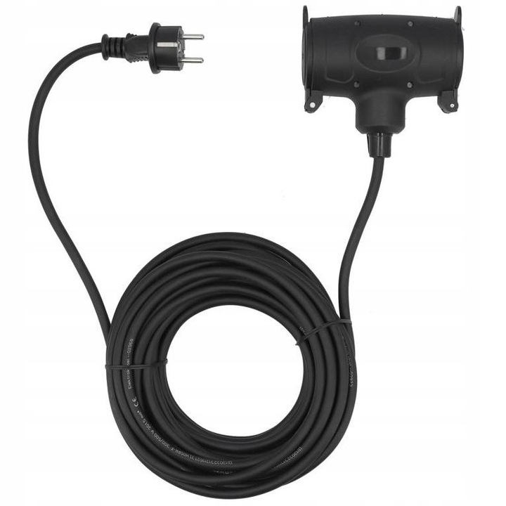 Prelungitor electric YATO 10m tip F, 2 guri, IP44, negru