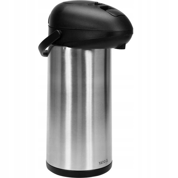 Termos Yato 5L din inox cu pompa, design elegant, izolatie termica, pentru servirea bauturilor calde si reci