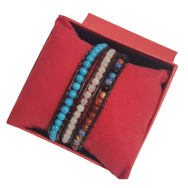 3 db Howlit karkötő szett zsinórral, állítható, kék/többszínű