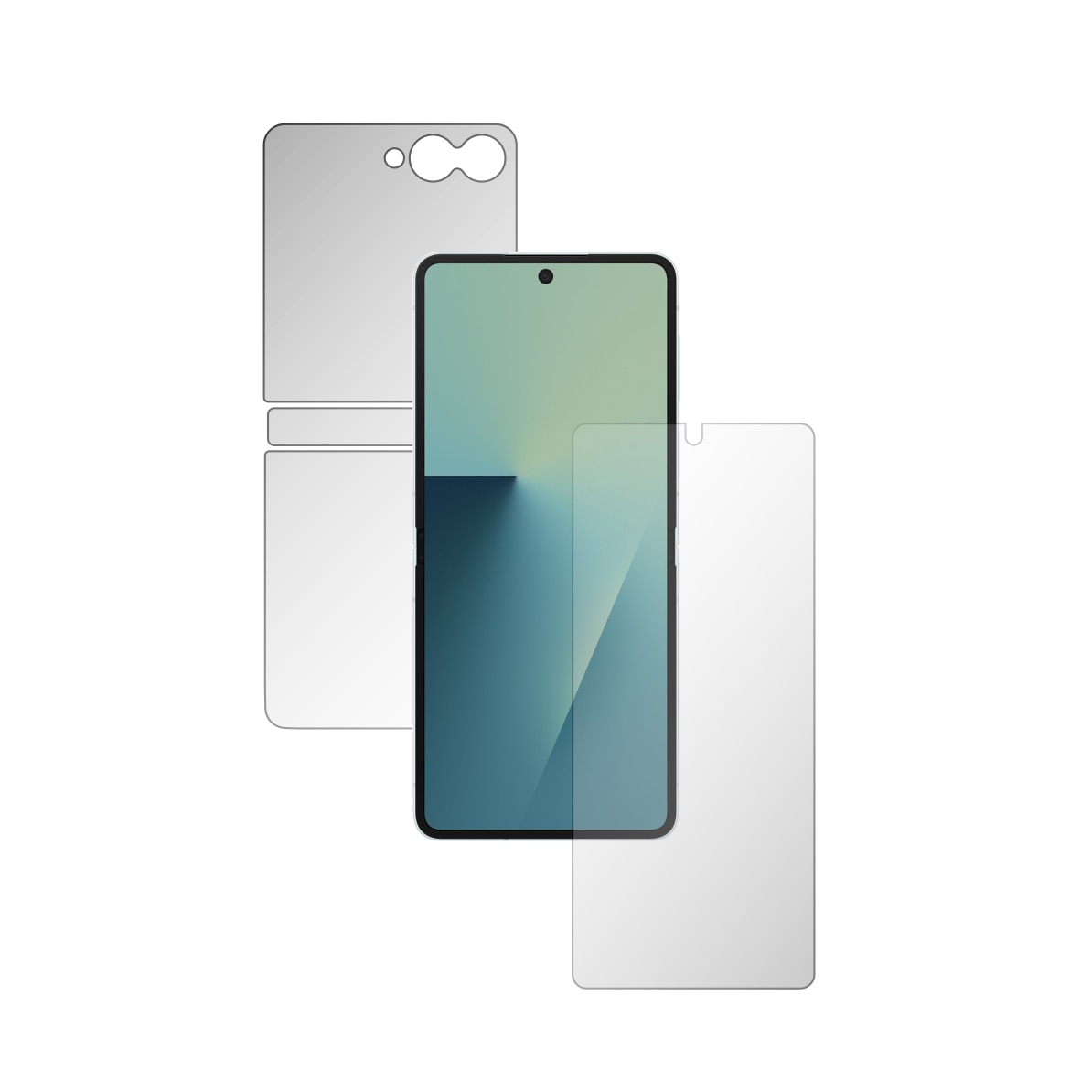 Folie de Protectie Full-Body Folie24, pentru Samsung Galaxy Z Flip7, 1 Set Ultra-Clear cu Acoperire Simple, Ecran + Spate, Adezive, Flexibile cu Auto Regenerare