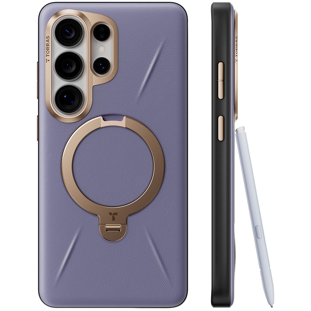 Husa pentru Samsung Galaxy S26 Ultra Torras QPRO Leather Series, Piele ecologica, Inel rotativ, Calitate premium, Mov