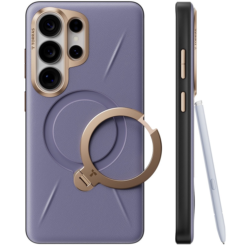 Husa pentru Samsung Galaxy S26 Ultra Torras QPRO Leather Series, Piele ecologica, Inel rotativ, Calitate premium, Mov