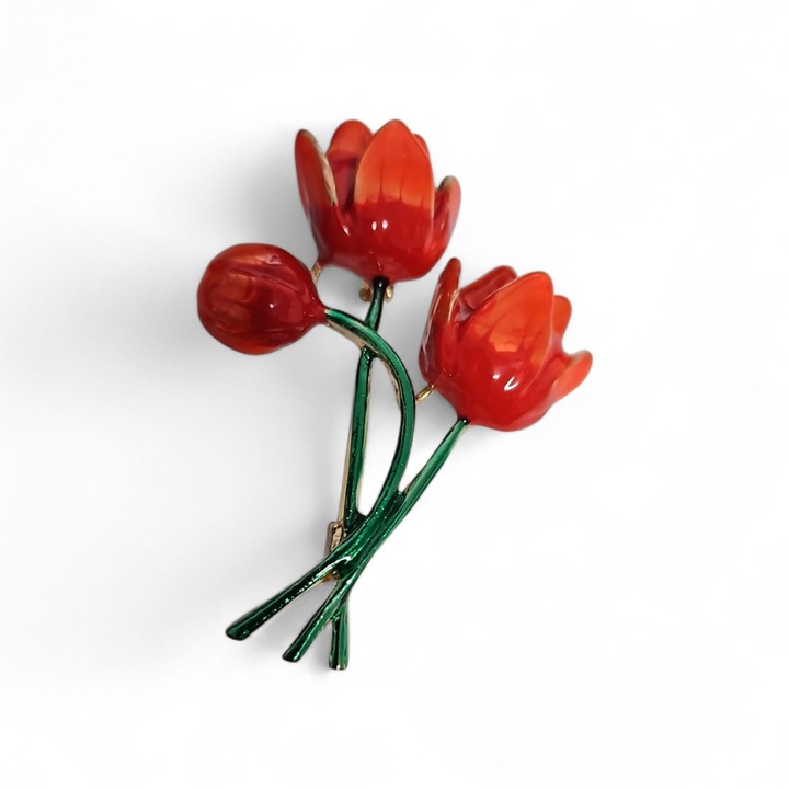 Broșă lalea, trinket tradițional, design floral elegant, feminitate, set