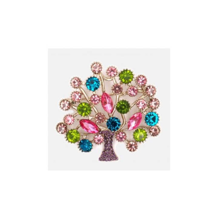 Tradicionális fa bross, SHINY, ezüst